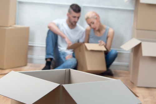 Packed household items ready for removal from a Mitcham property
