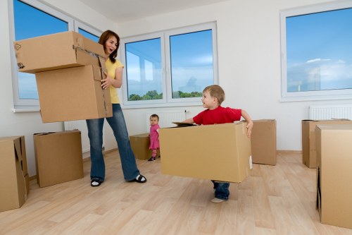 Business and household items prepared for removals van service