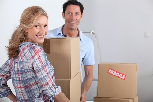 Packing materials and labelled boxes prepared for a Mitcham relocation